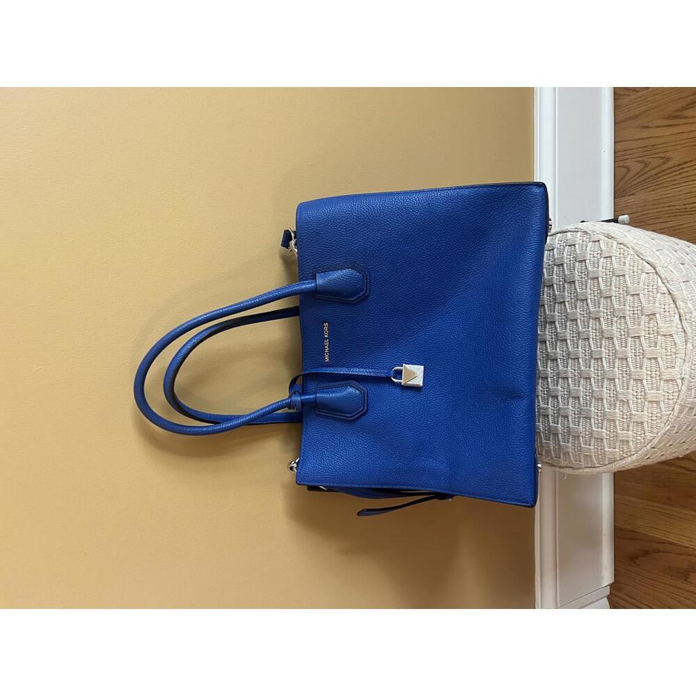 Michael Kors Blue Leather Tote Bag